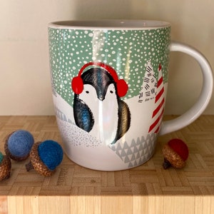 Starbucks Mug with Penguin and Trees Collectible Holiday Winter 12 oz. Mug image 1