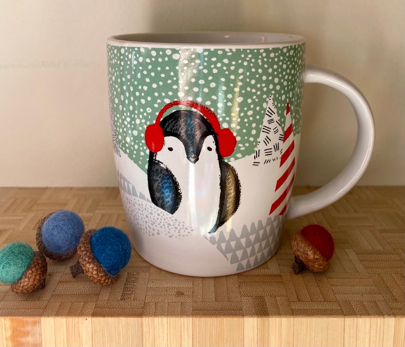 Starbucks Mug with Penguin and Trees Collectible Holiday Winter 12 oz. Mug image 1