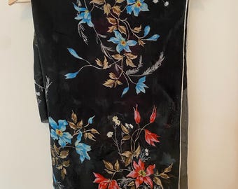 Vintage Silk Scarf Floral Pattern Square 30” Size Rolled Hems 1930s to 19540 Read Description