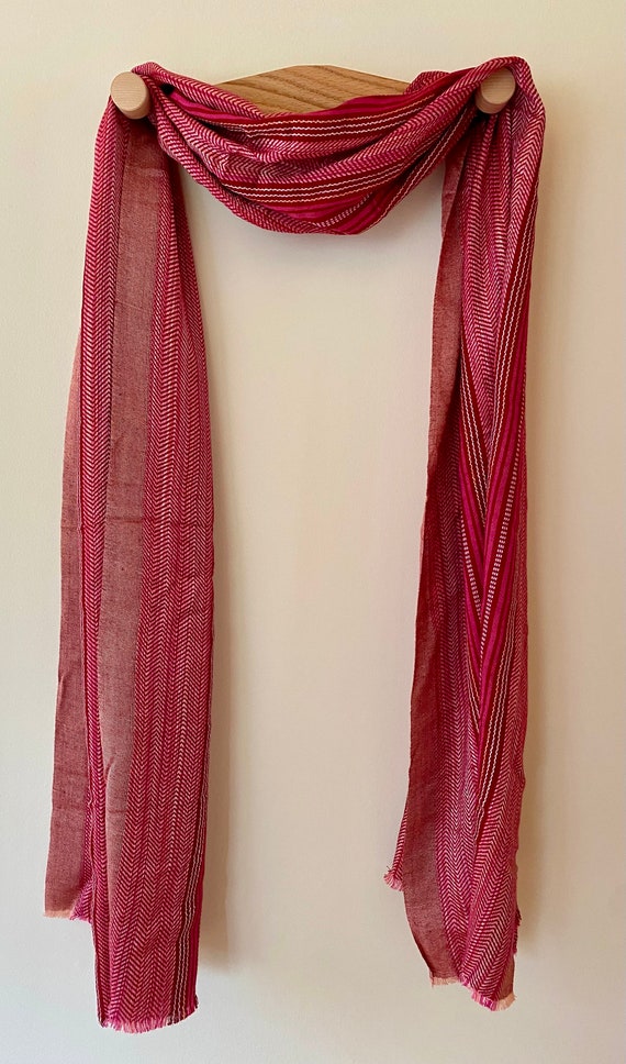 Scarf Shawl Pashmina Style Red Sparkly Long Recta… - image 2