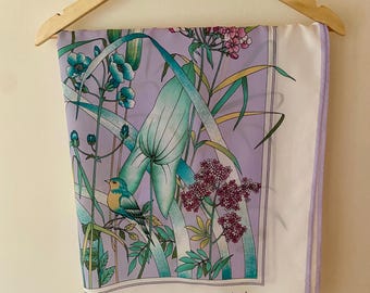 Vintage Scarf 30” Square Marc Laury Paris Birds and Floral Pattern