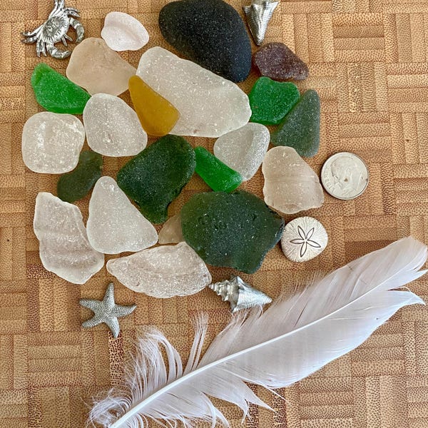 Maine Sea Glass Seaglass Mixed Colors 21 Pieces Authentic Foraged Beachglass Real Geniune