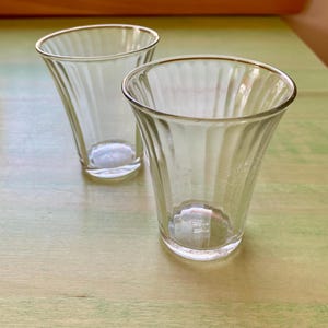 Vintage Hazel Atlas Juice Glasses Set of 2 Clear Fluted Flared Top Drinking Glasses Depression Glass 1930s or 40s Vintage Glassware