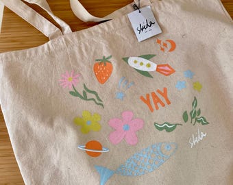 Skida Vt Tote Bag Cotton Light Canvas Screenprinted Design Shopping & Grocery Bag Carryall Retired Design