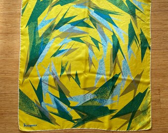 Vintage Jacqmar London Silk Scarf: BOAC Speedbird Yellow Geometric Design (1968) British Airways