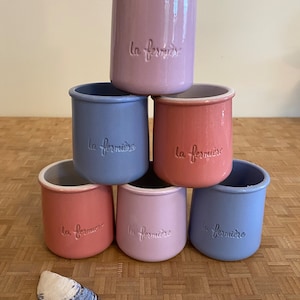 La Fermière Pottery Jar Jars Ceramic Pots Lilac, Dusty Pink or Blue 5 oz. Size Craft Storage ONE JAR image 1