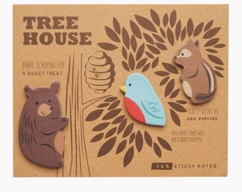 Tree House Sticky Notes Bookmarks Page Flags 105 Sticky Notes Bear Bird Chipmunk