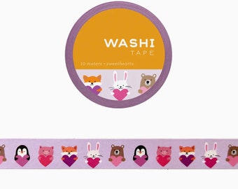 Washi Tape Animals and Hearts Washi Tape Valentine Valentines Holiday Decorating Animal Washi tape