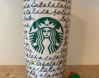 Starbucks Mug Tumbler Travel Mug with Logo FaLaLaLaLa Collectible Holiday 2011 Tall 12 oz. No Lid