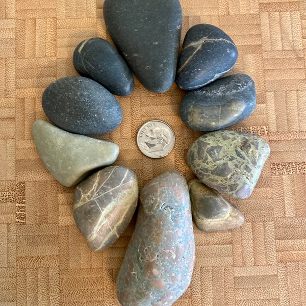 Maine Jasper Beach Stones Pebbles Smooth Lot of 10 Ocean Jasper Rocks (Lot B)