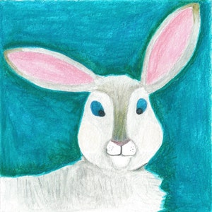 CARDS Bunny Card Set recycled paper artisan cards Set of 5 Rabbit design easter spring card image 1