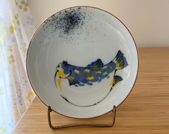 Japanese Mino Ware Blue Fish Porcelain Plate – Trinket Dish