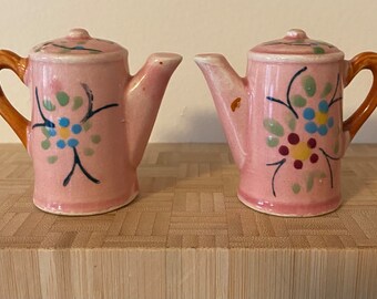 Vintage Salt & Pepper Shakers Watering Can Made in Japan Floral Motif