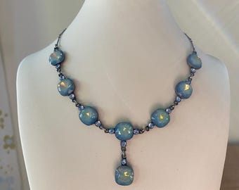 Vintage Necklace Swarovski Crystal & Rhinestone Signed Yoni Z 1980s- 90s Boutique Jewelry