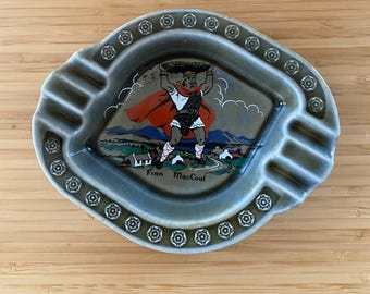 Vintage Ashtray Irish Porcelain Wade Pottery Finn MacCoul Fionn Mac Cumhaill Ash Tray Midcentury