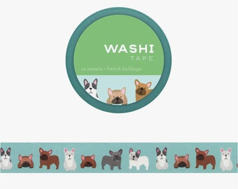 Washi Tape French Bulldogs Dogs Winter Washi Tape Holiday Letters, Gifts, Decorating and Scrapbooking