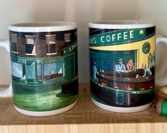 Mugs Starbucks Chaleur D. Burrows Set of 2 Night Hawks Edward Hopper Collectible 14 oz. Coffee Mug