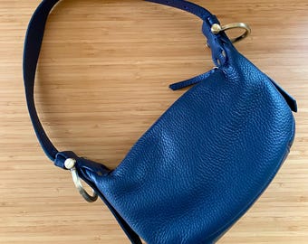 Sapahn Kelly Shoulder Bag Oil Leather French Navy New with Tags