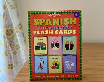 EeBoo Spanish Flash Cards Vocabulary For Language Learning Complete 56 Cards Open Box Ages 4+