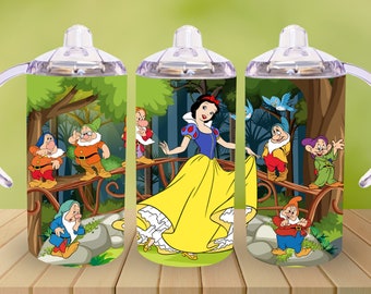 12oz straight Princess and Dwarfs Characters sippy cup tumbler digital download PNG