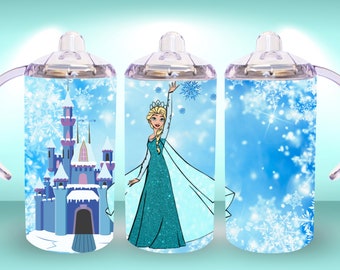 12oz straight Princess with Snowflake sippy cup tumbler digital download PNG