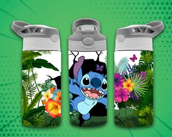 12oz straight Excited Stitch Character flip top tumbler digital download PNG