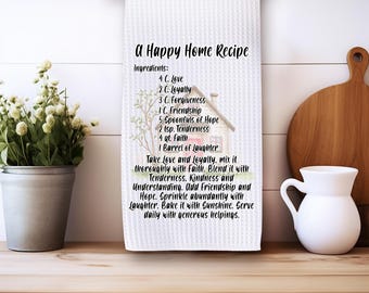 Happy Home Recipe kitchen towel digital download PNG