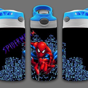 12oz straight Spider Character flip top tumbler digital download PNG