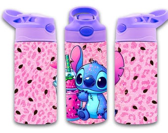 12oz straight Strawberry Blue Character flip top tumbler digital download PNG