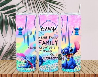 20オンス ストレート オハナ キャラクター スキニー タンブラー デジタル ダウンロード PNG