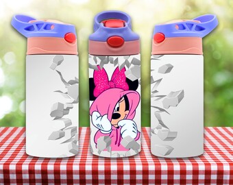 12oz straight Pink Mouse Character in wall flip top tumbler digital download PNG