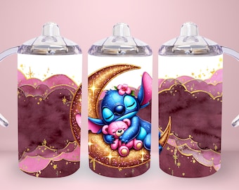 12oz straight Night Time Girl Blue Character sippy cup tumbler digital download PNG