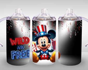12oz straight Wild July Mouse Character sippy cup tumbler digital download PNG