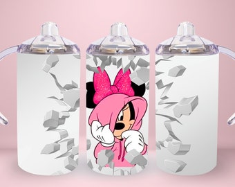 Personaggio del mouse rosa dritto da 12 once nella tazza sippy da muro download digitale PNG