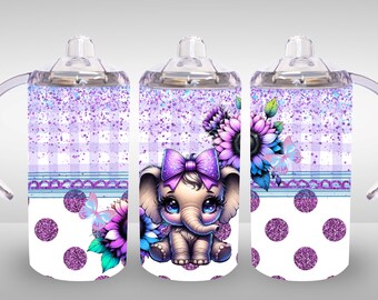 Vaso con boquilla de elefante morado recto de 12 oz, descarga digital PNG
