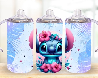 12oz straight Flower Stitch Character sippy cup tumbler digital download PNG