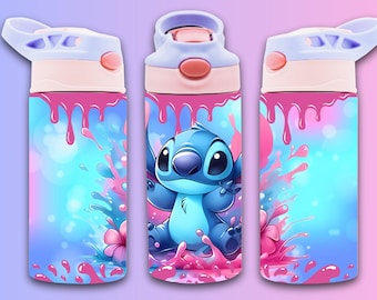 12oz straight Splash Blue Character flip top tumbler digital download PNG