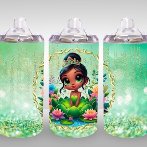 12oz straight Green Princess Character sippy cup tumbler digital download PNG