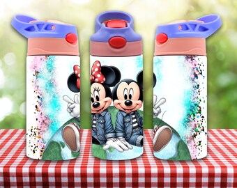 12oz straight Peace Mouse Characters flip top tumbler digital download PNG