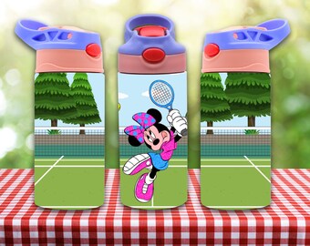 12oz straight Tennis Mouse Character flip top tumbler digital download PNG