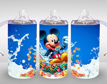 Vaso con forma de ratón azul de 12 oz con diseño de cereales, descarga digital PNG