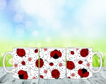 15oz Ladybug coffee mug digital download png