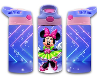 12oz straight Neon Girl Mouse Character flip top tumbler digital download PNG