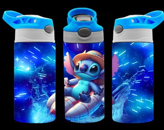 12oz straight Rocket Blue Character flip top tumbler digital download PNG