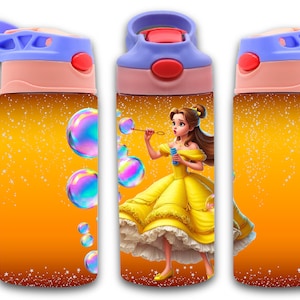 12oz recto Belleza Princesa Soplando Burbujas flip top vaso descarga digital PNG