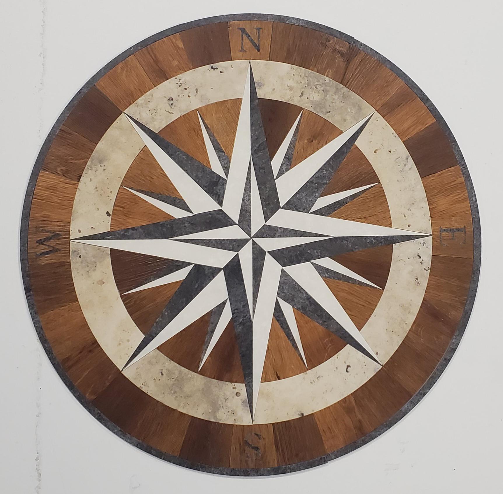 Compass Point Inlay Handcrafted Compass Rose Floor Medallion – Karndean LVT Inlay, Coastal ...