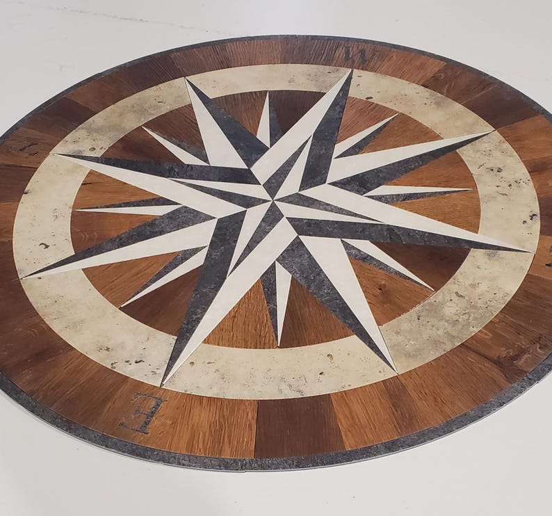 Compass Point Inlay Handcrafted Compass Rose Floor Medallion – Karndean LVT Inlay, Coastal ...
