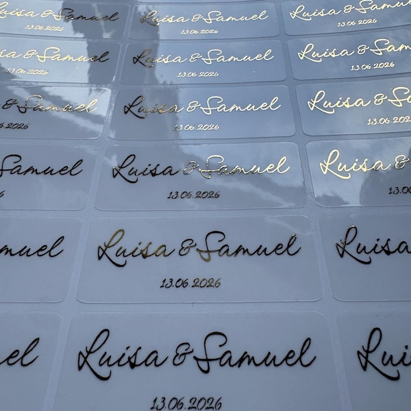 Elegant Wedding Name Stickers | Personalized Favor Labels | Luxury Bride & Groom Wedding Tags