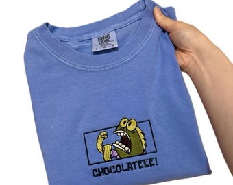 Chocolate! Embroidered Cotton T-shirt