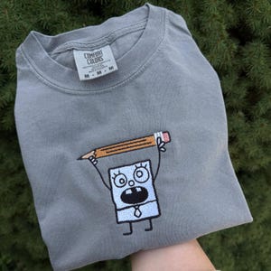 Doodle Pencil Embroidered T-shirt (Comfort Colors)